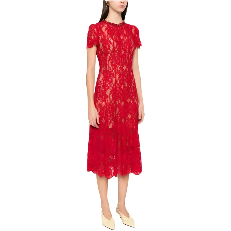 Self portrait Flower Lace Midi Dress-3