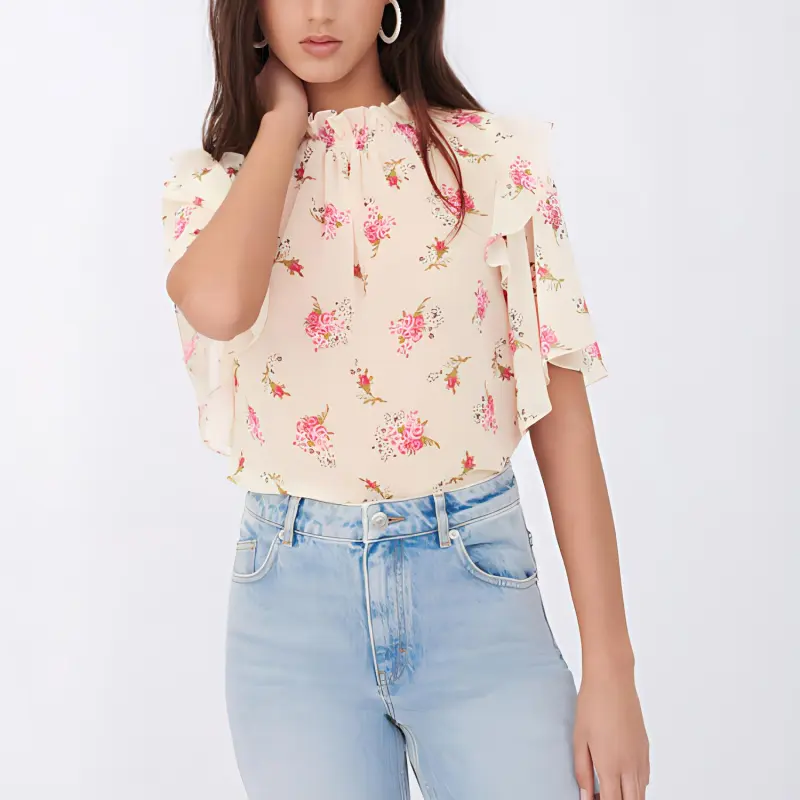 Maje Ruffle Sleeve T Shirt Women's-1