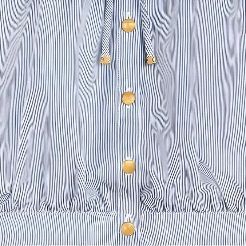 CELINE Embroidered Folk Top In Striped Cotton And Cashmere-2