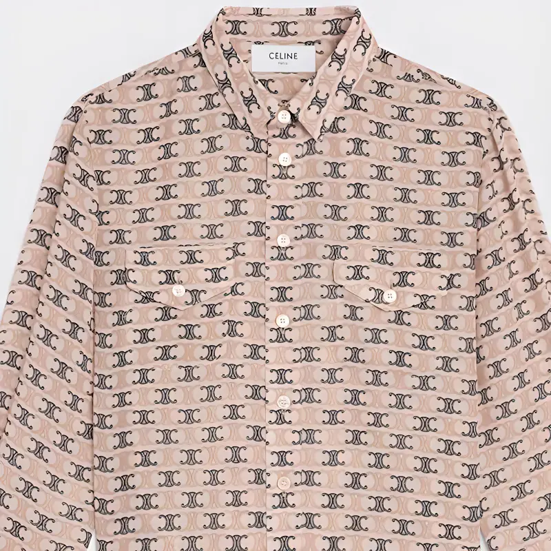 CELINE Cropped Shirt In Silk Georgette-3