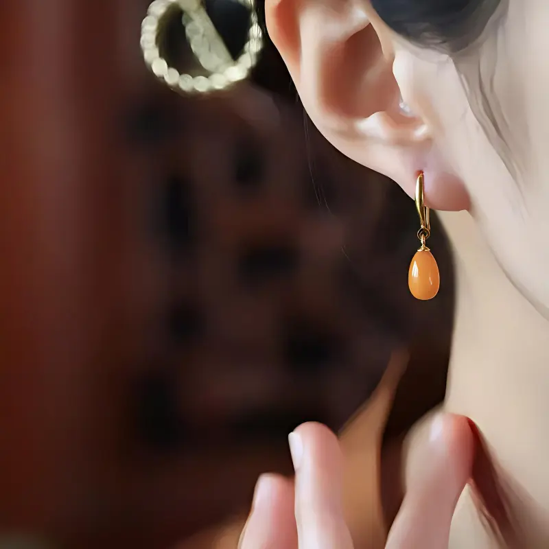 Xiaoyinjiang Beeswax 925 Sterling Silver Earrings Women's-2