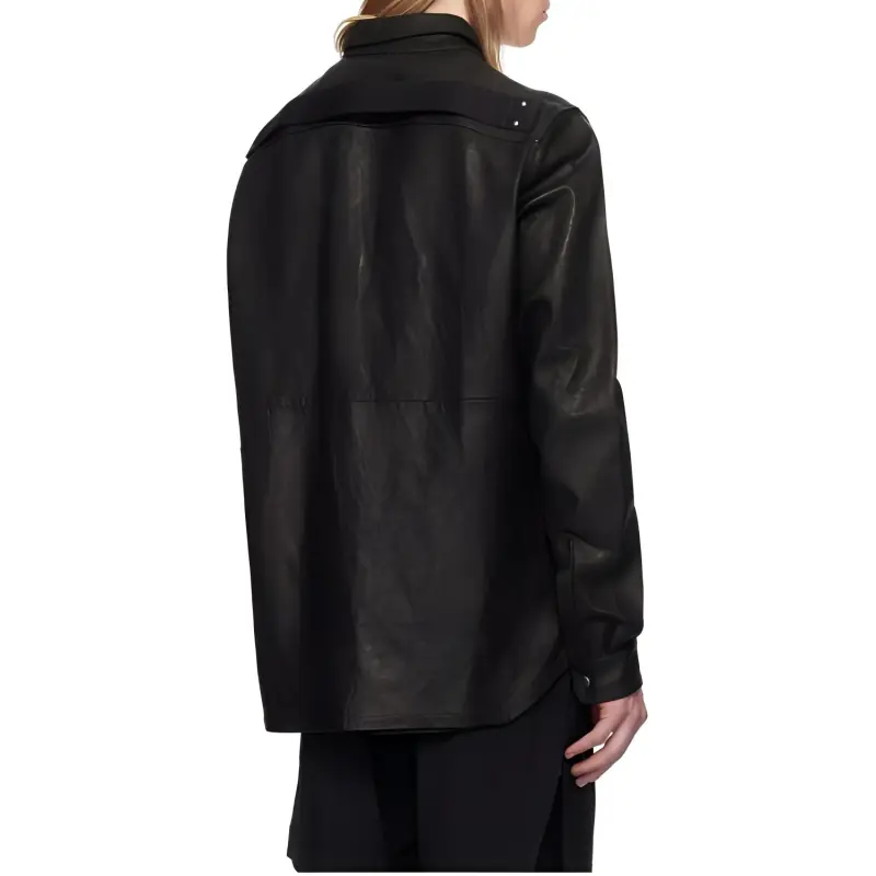 RICK OWENS/RO Leather Jacket Men's Army Green-1