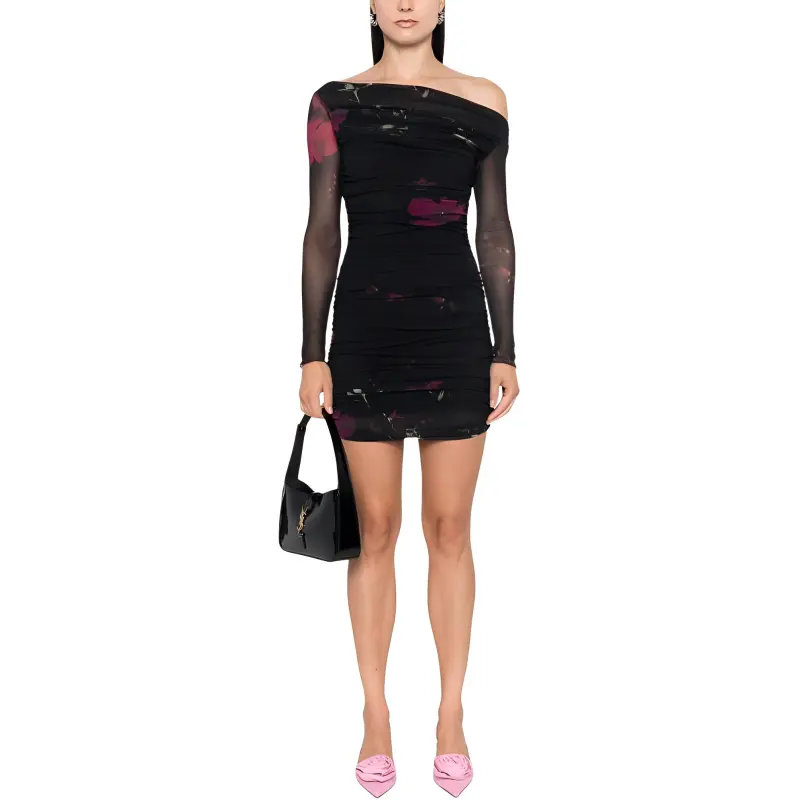 Blumarine Rose print Tulle Mini Dress-1