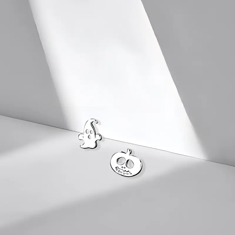 Muyan S999 Fine Silver Ghost Pumpkin Stud Earrings Women's-4