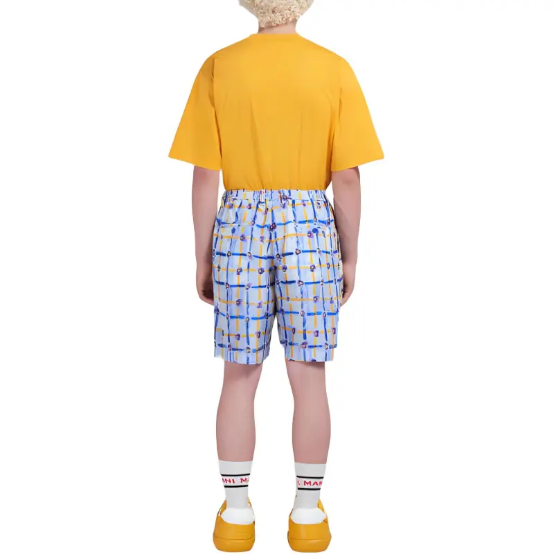 MARNI Light Blue Habotai Silk Drawstring Shorts With Saraband Casual Shorts Men's Blue-2