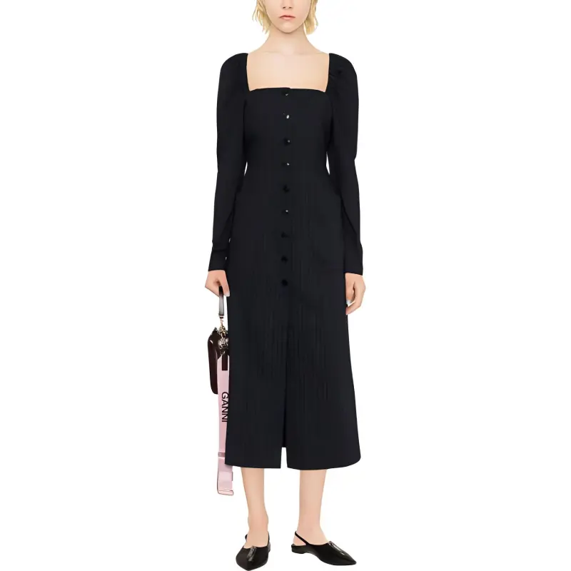 GANNI Long Sleeved Dresses Women's Black-1