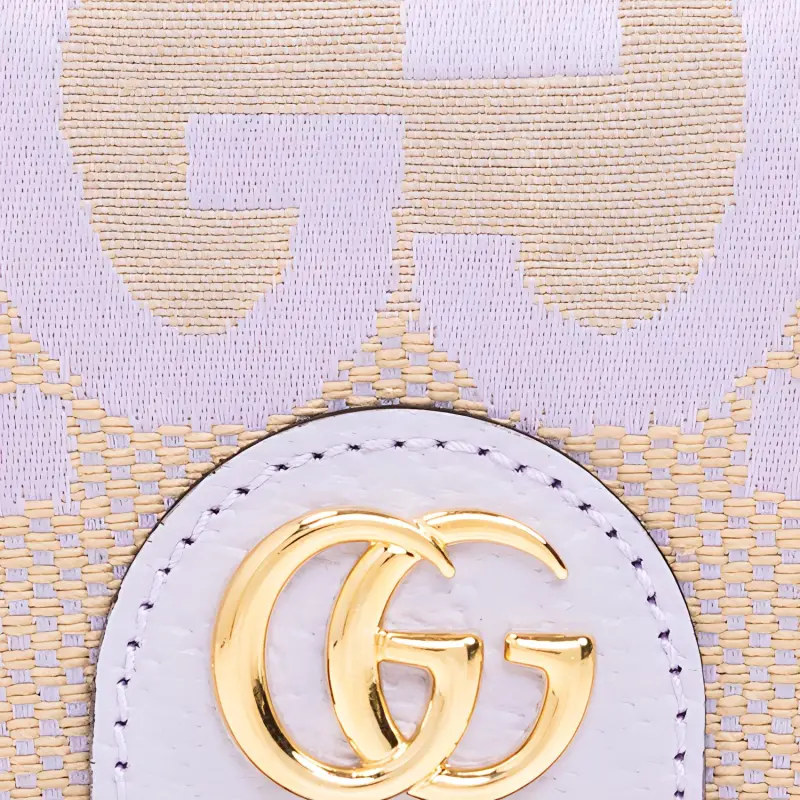 GUCCI Ophidia Canvas With Leather Card Holder Women's Beige & Light Purple-4