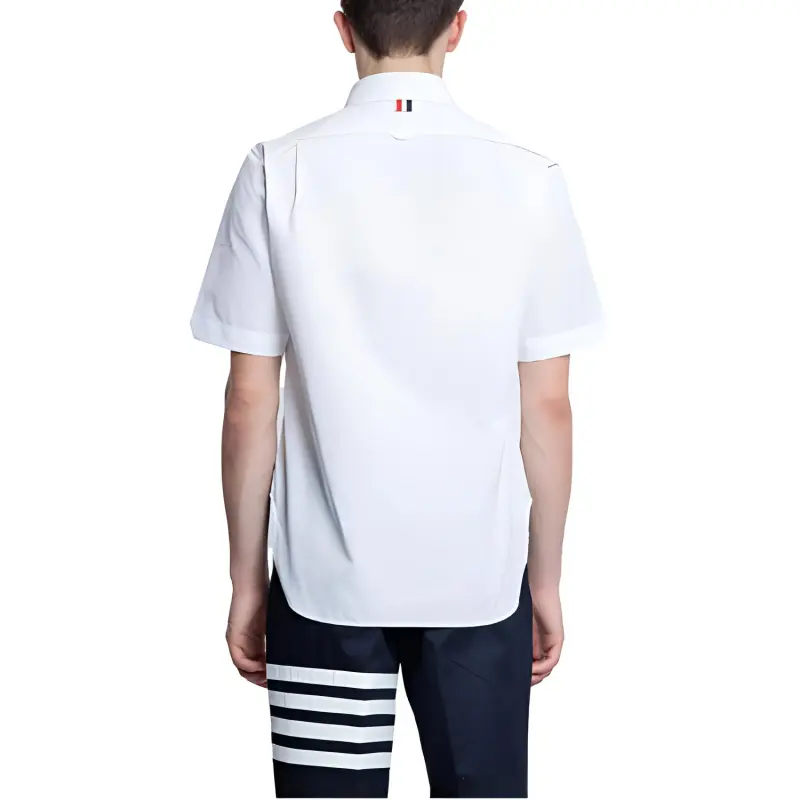 THOM BROWNE Poplin Round Hem Shirt-1