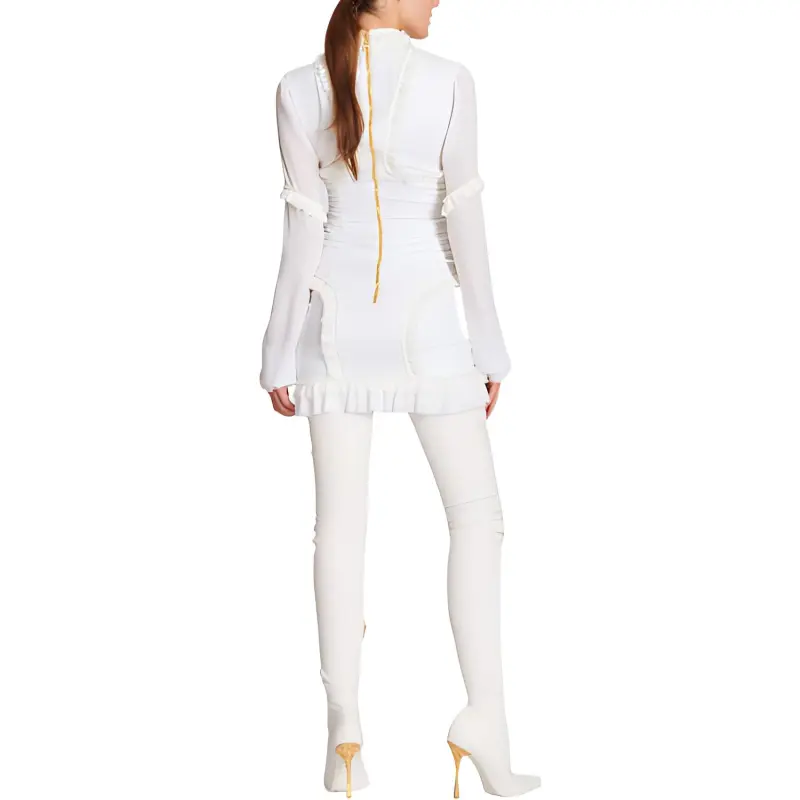 BALMAIN Long Sleeved Dresses Women's White-2