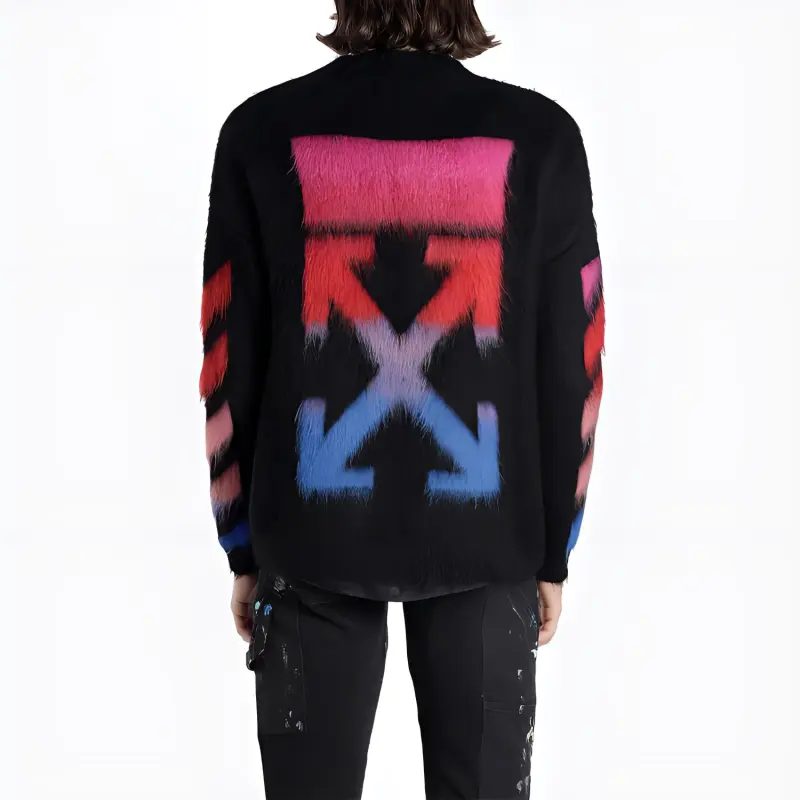 OFF WHITE Brushed Mohair Diag Arrows Logo Knit Sweater-4