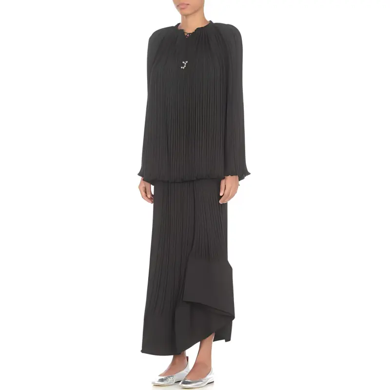 Lanvin Pleated Effect Lace Up Blouse-2