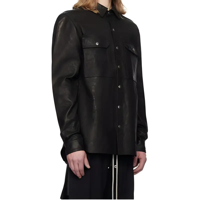 RICK OWENS/RO Leather Jacket Men's Army Green-2