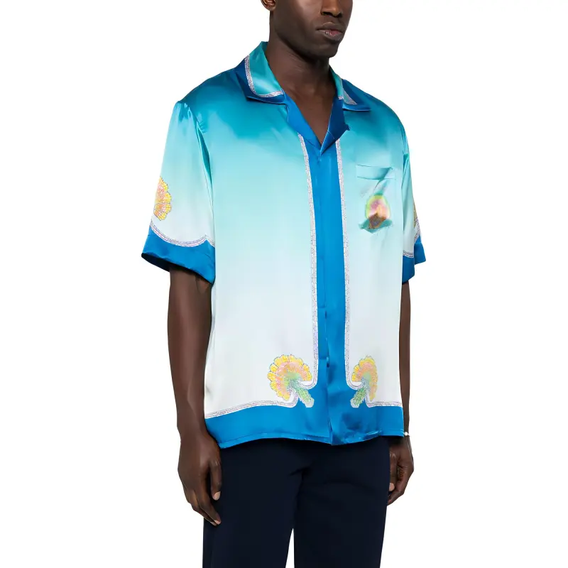 CASABLANCA Cuban Collar Short Sleeve Shirt-3