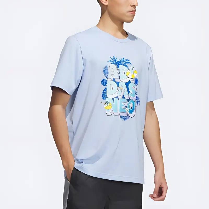 Adidas Neo Set-in Sleeve T-Shirt Men's Blue-3