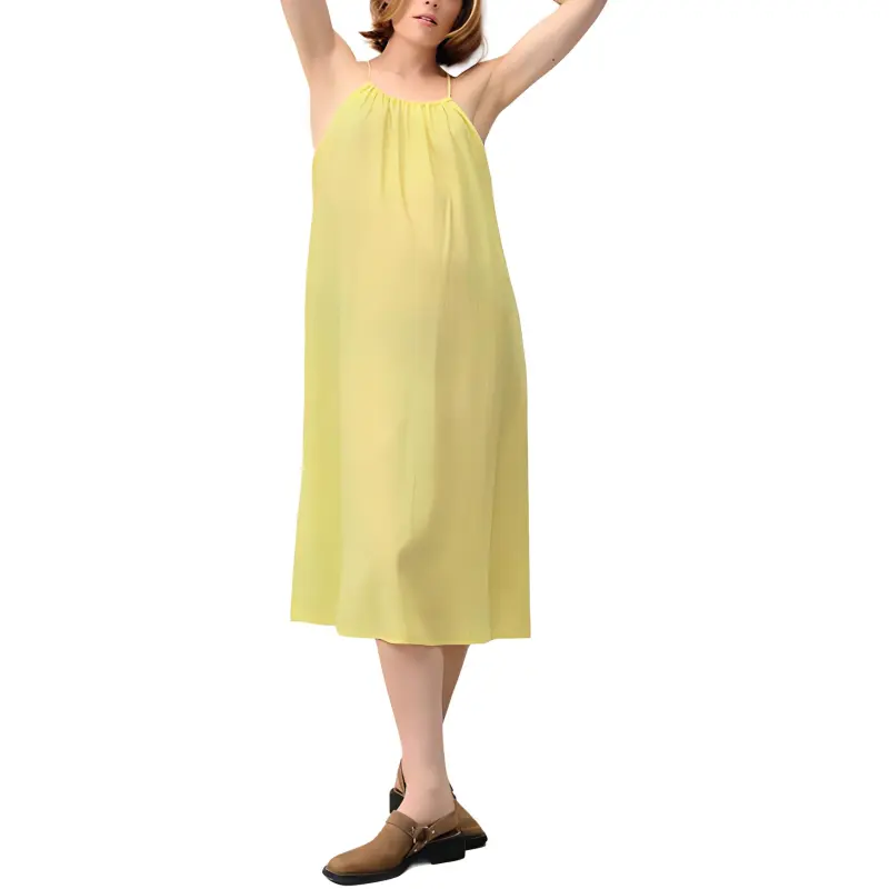AMERICAN VINTAGE A.M SS24 ROBE FEMME PYKOBOO Slip Dresses Women's Neon Yellow-2