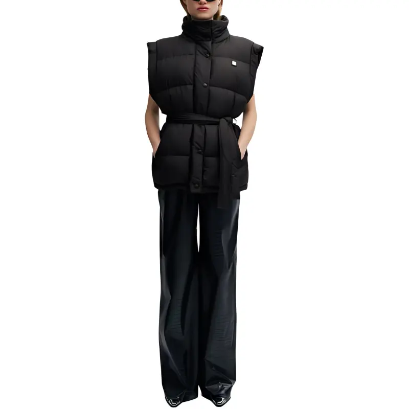 HUGO BOSS Water Repellent Regular Fit Padded Gilet With Belt Vest Women's Black-1
