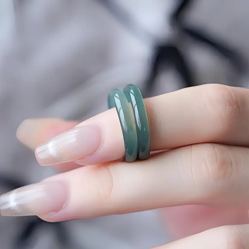 Zhen Yu Zhen Pin Ice Glutinous Jadeite Rings Unisex-4