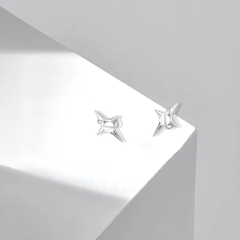 Muyan Alloy Planet Four Point Star Stud Earrings Unisex-1