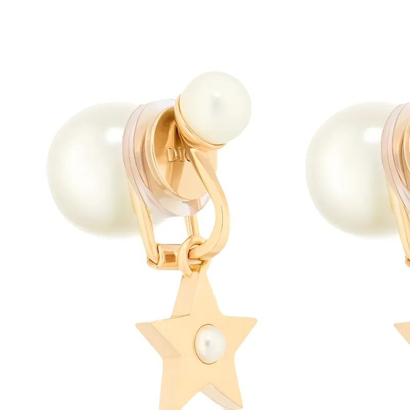DIOR Metal Clip On Earrings Women's Gold-2
