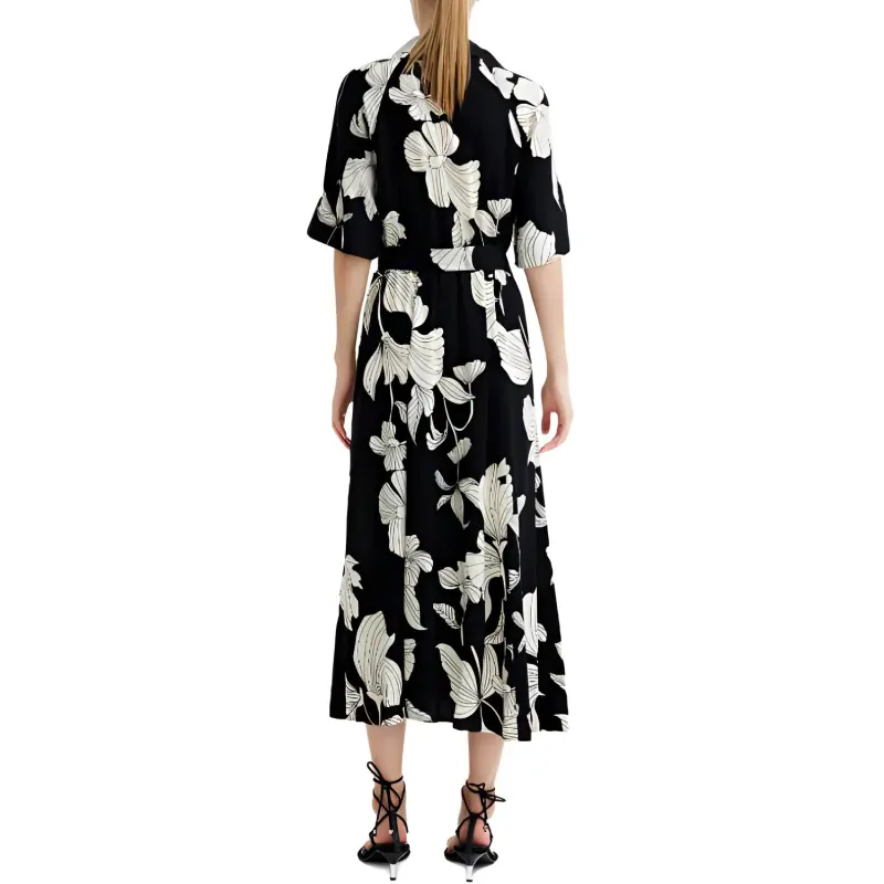 H&M Short-Sleeved Dresses Women's Black/White Floral-1
