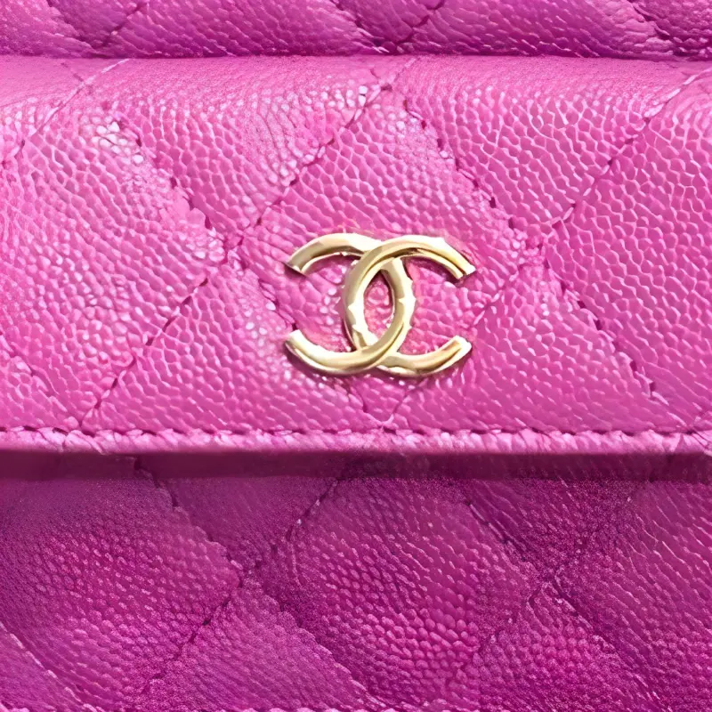 CHANEL Litchi Grain Cow Leather Crescent Bag Clutch Handbag Mini Women's Grape Purple-1