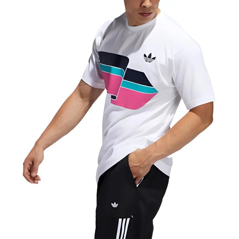 Adidas Originals T Shirts Men White Pink-4