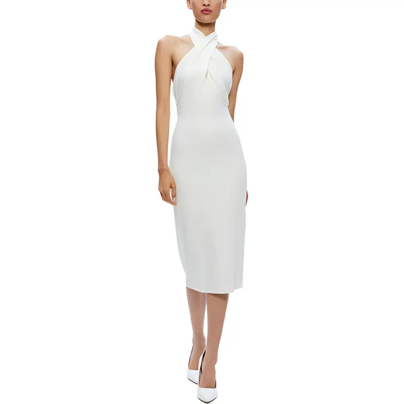 ALICE+OLIVIA Suellen Halterneck Wool Dress-1