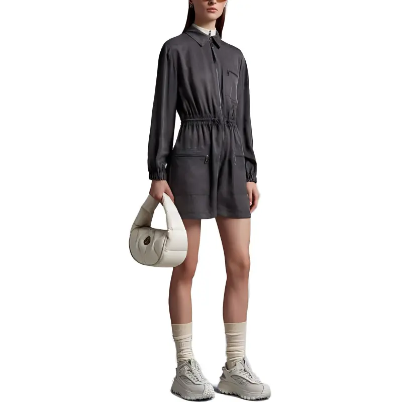 Moncler Long Sleeved Dresses Women's Dark Gray-1