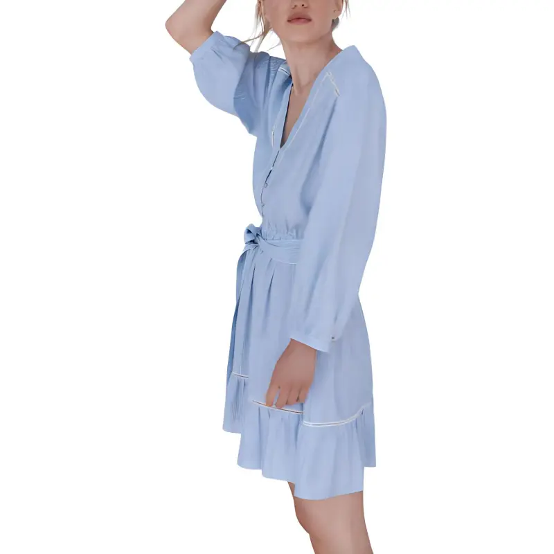 ZARA Long-Sleeved Dresses Women's Blue/White-3