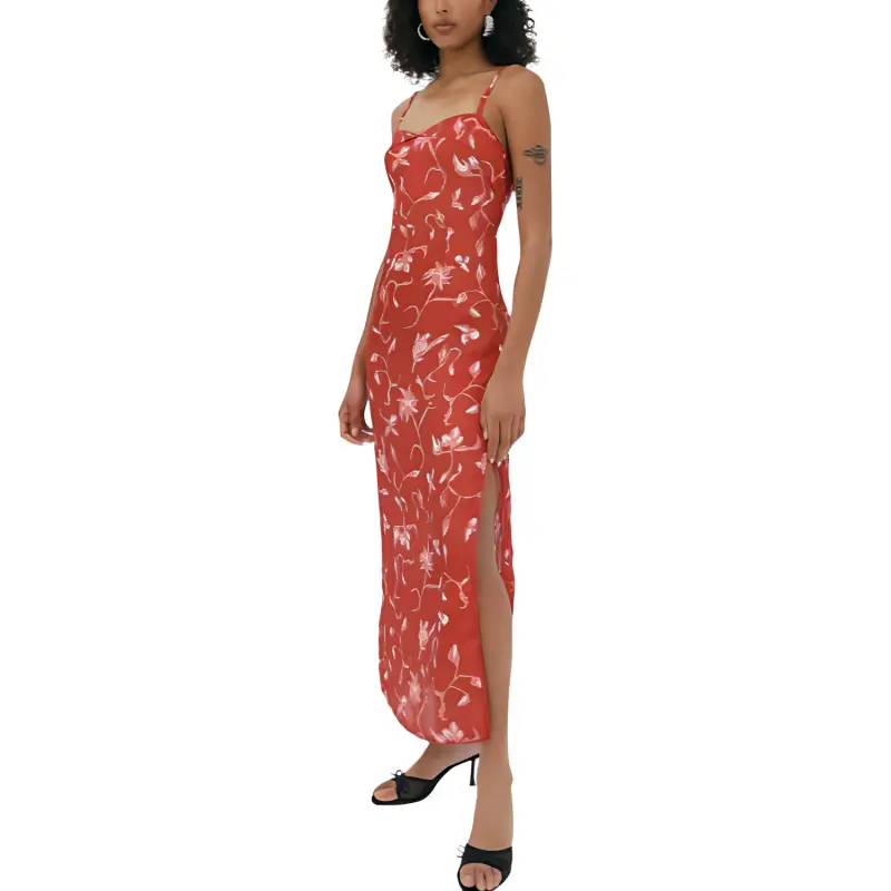 AMLUL Slip Dresses Women's Red-2