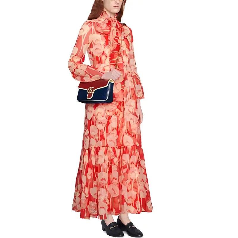 GUCCI FW21 Long Sleeved Dress Women's Red-1
