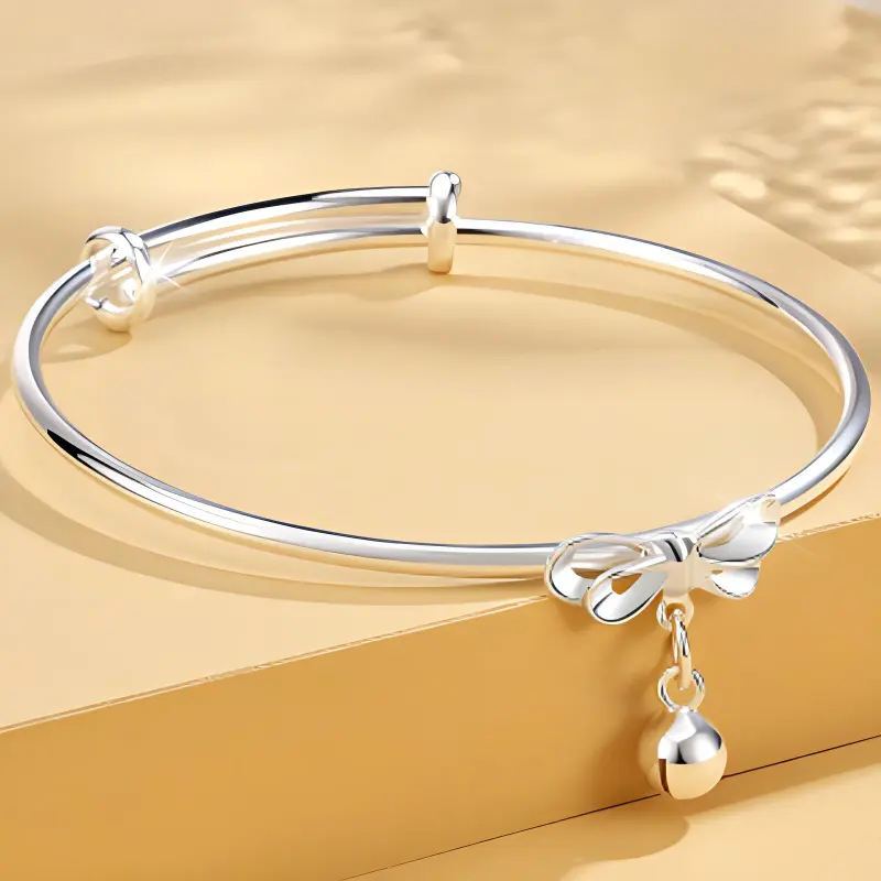 CHINA GOLD S999 Fine Silver Bangles Women's-4