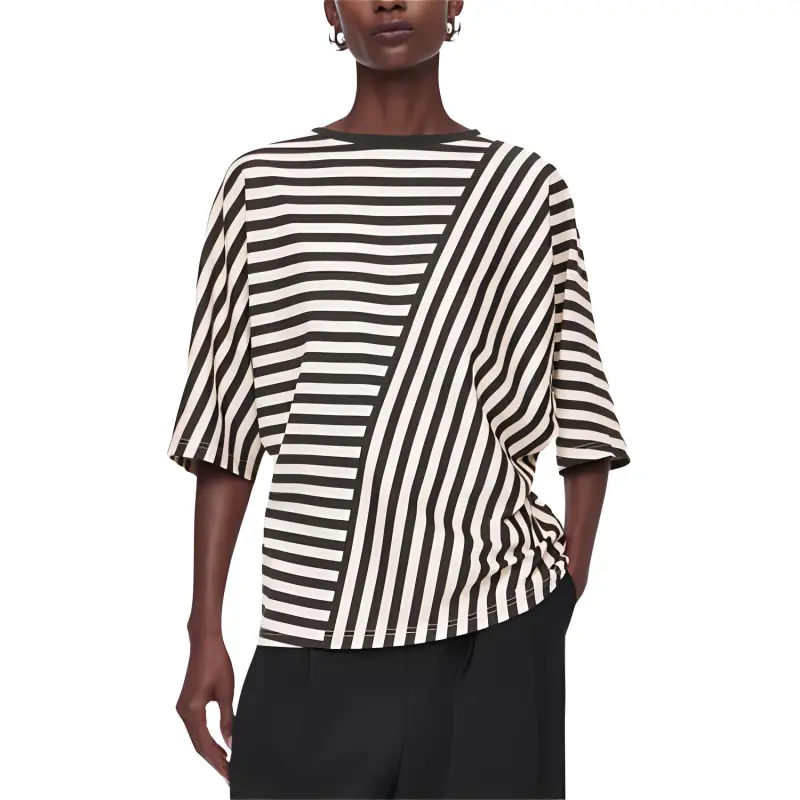 COS Batwing Sleeve T Shirt Women's Black Stripes-1