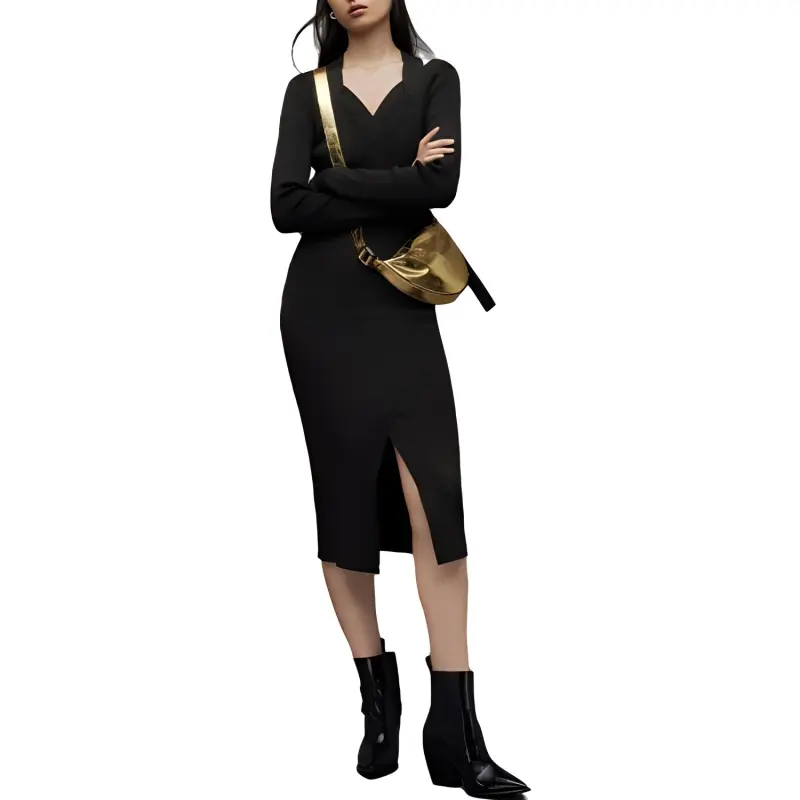 ALLSAINTS FW23 Long-Sleeved Dresses Women's Black-1