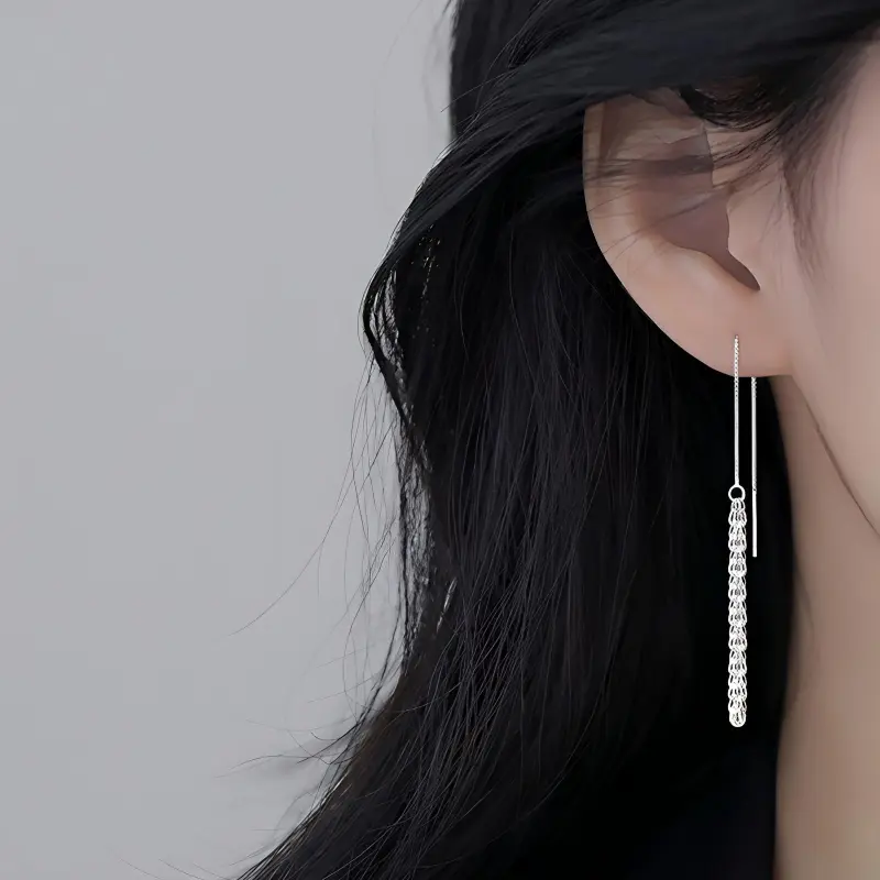 OQD S925 Silver Drop Earrings Women's-2