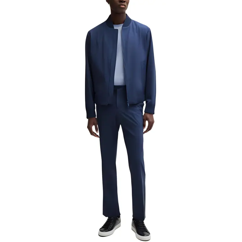 HUGO BOSS Washable Wool Blend Slim Fit Blouson Jacket Jackets & Coats Men's Blue-1