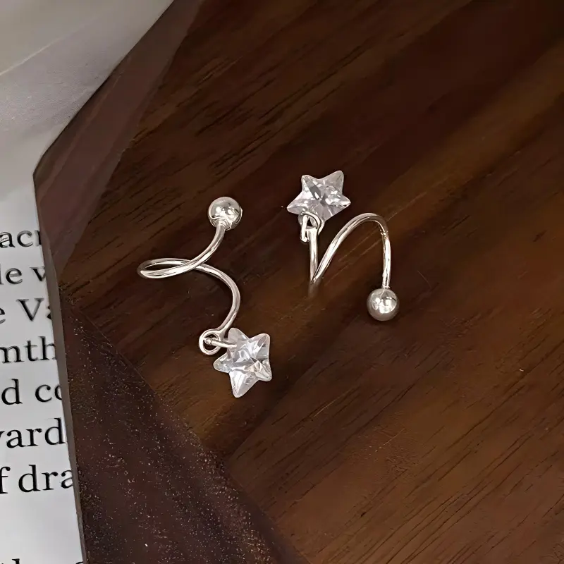 Heart Grass 999 Fine Silver Stud Earrings Women's-1