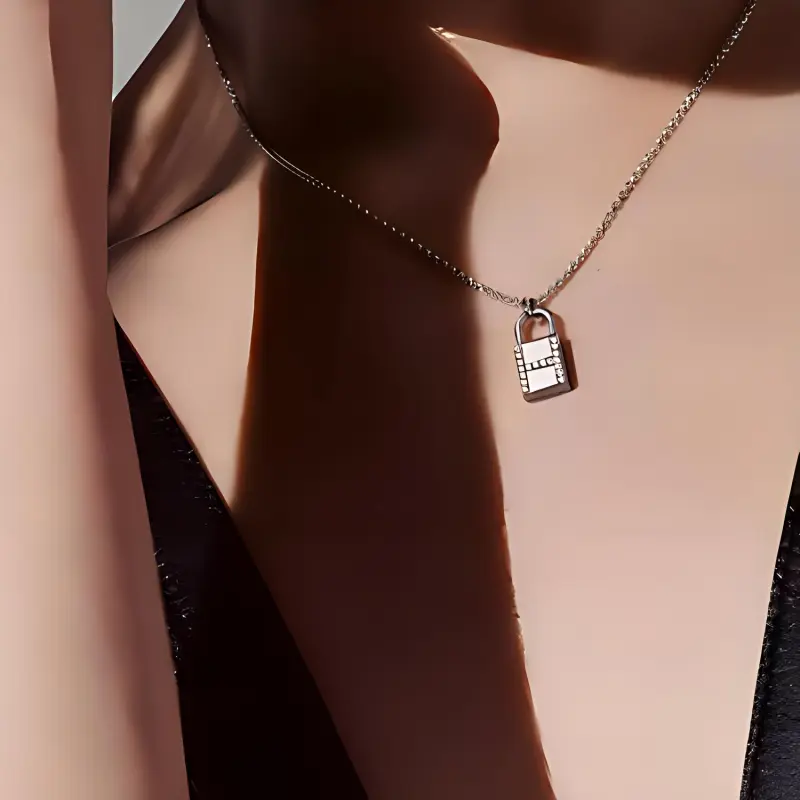HERMES Kelly Cadenas White Gold Necklaces Women's Silver-1