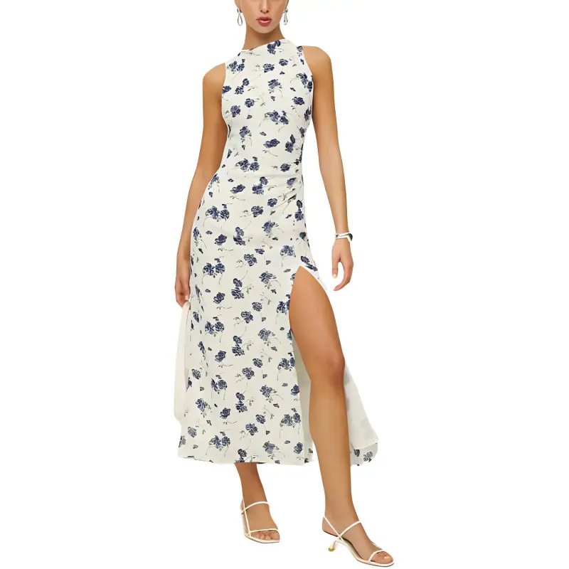 REFORMATION Rosmarie Dress Sleeveless Dress Women's Blueberry-0