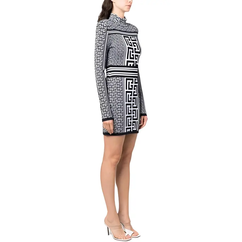 BALMAIN Monogram Knitted Mini Dress-3