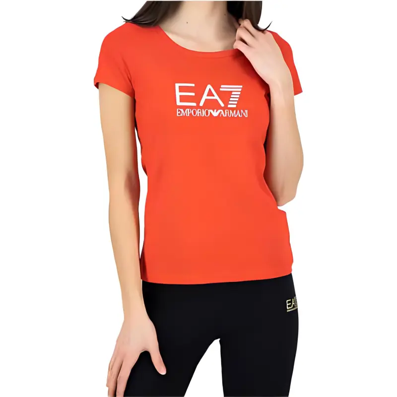 EMPORIO ARMANI EA7 SS22 Short Sleeved T Shirts Women's Red-1