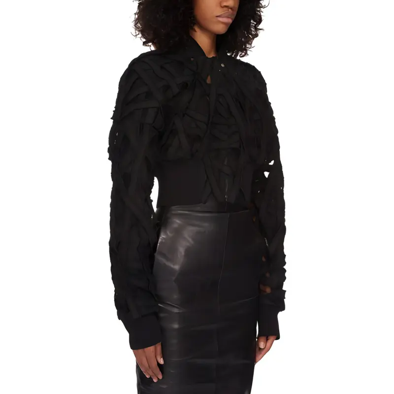 RICK OWENS Flight Cropped Jacket 'Black'-4