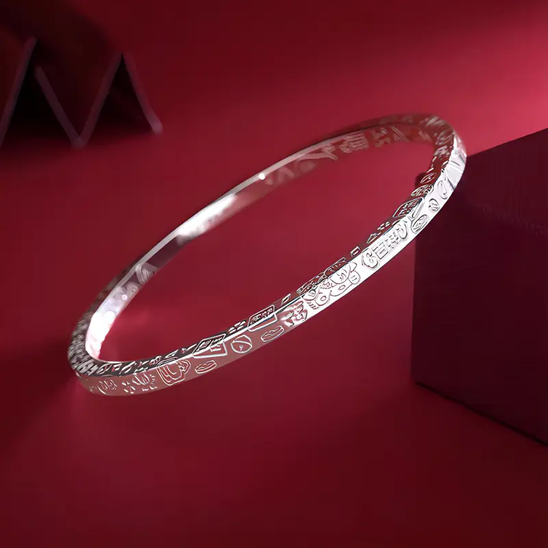 CHINA GOLD S999 Fine Silver Bangles Women's-2