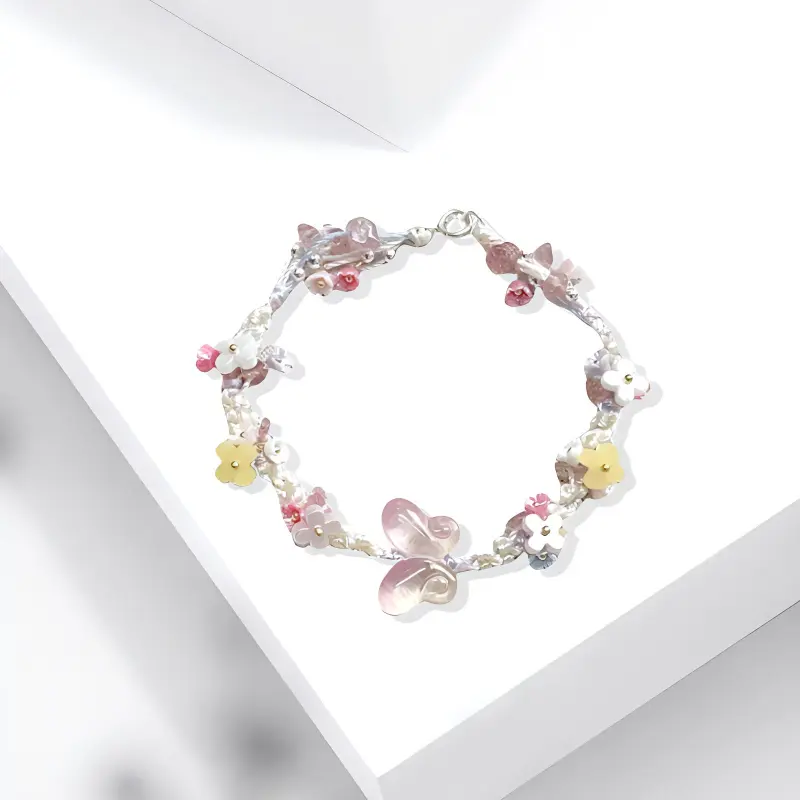 Muyan Alloy Peach Blossom Extravagance Butterfly Bracelet Women's-2