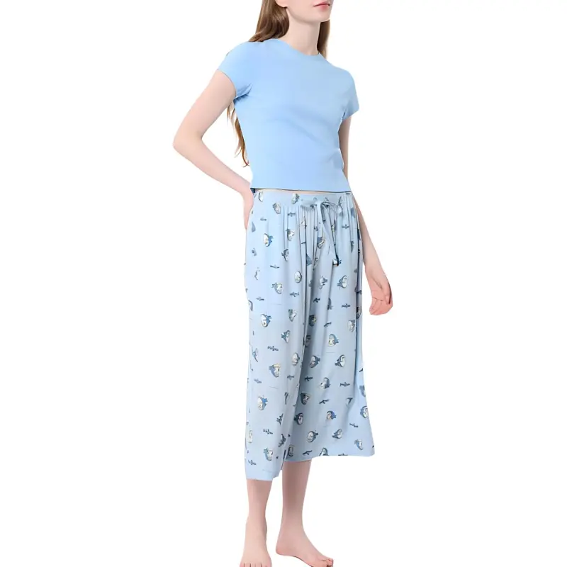 UNIQLO x SHAYUMAO LIANMINGKUAN Casual Pants Women's Light Blue-1