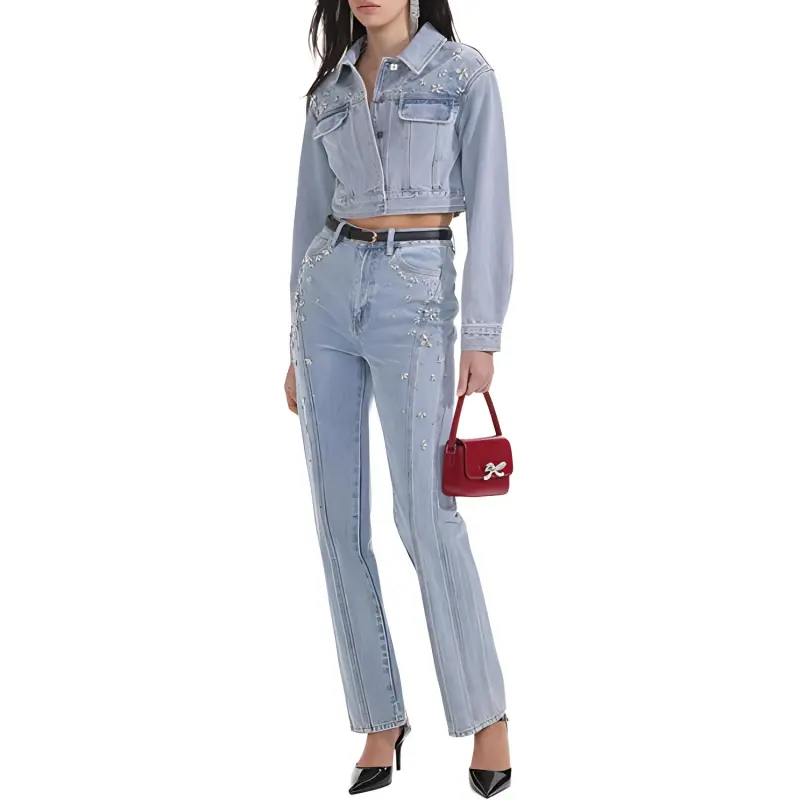 Self portrait Crystal embellished Denim Jacket-3