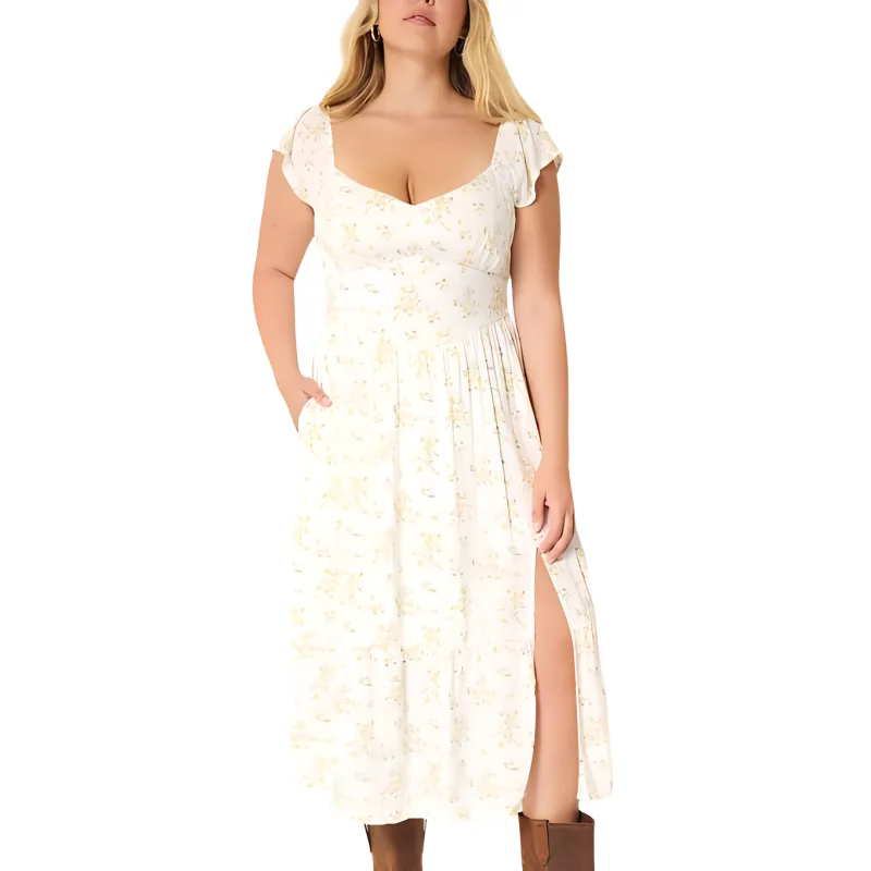 Hollister Short-Sleeved Dresses Women's White Floral-1