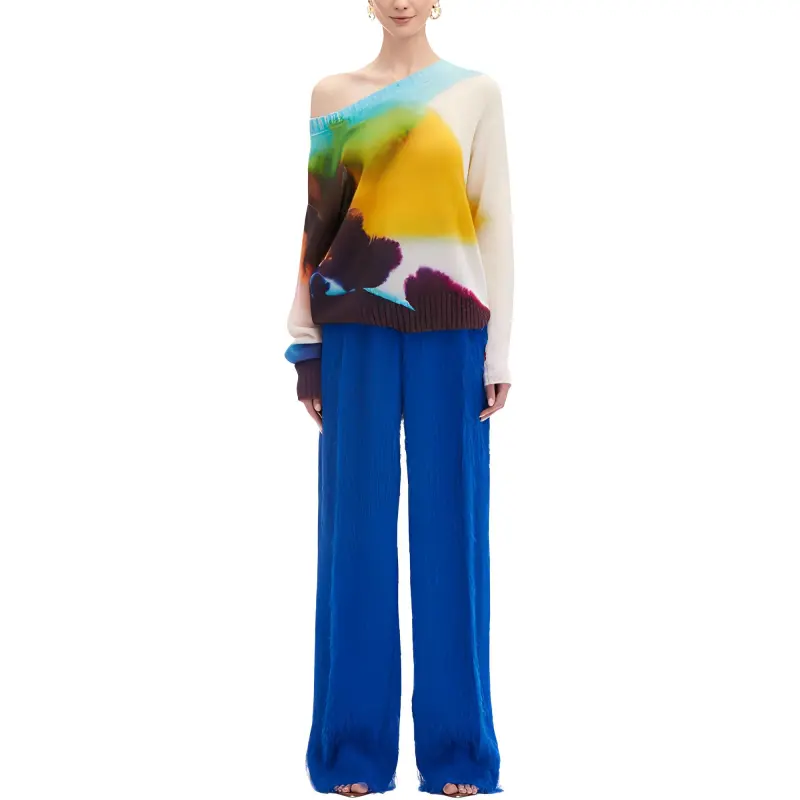 Oscar De La Renta Abstract Watercolor Sweater-5