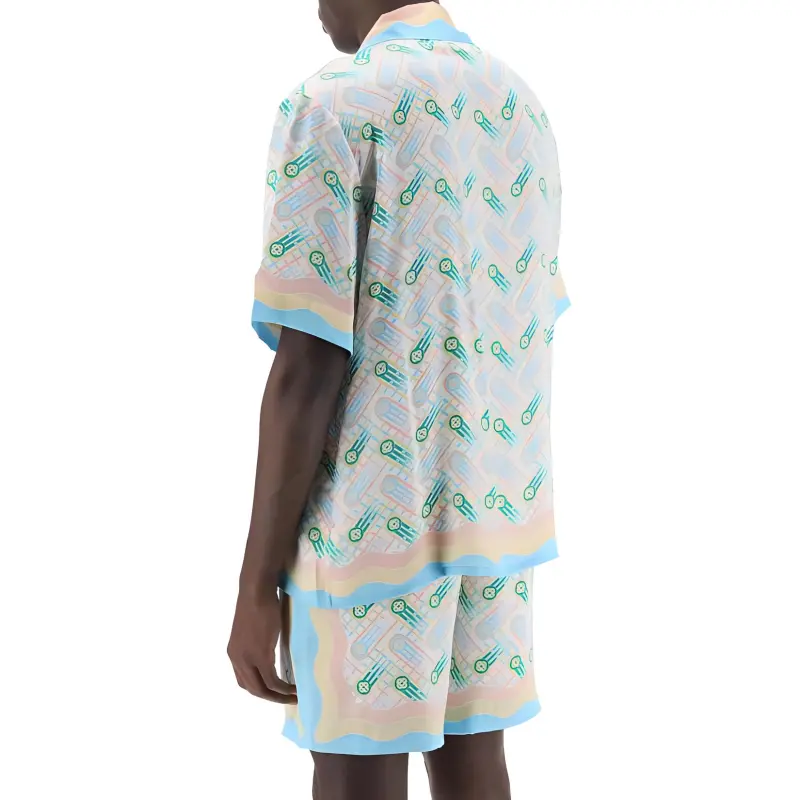 CASABLANCA Cuban Collar Short Sleeve Shirt 'Ping Pong Print'-3