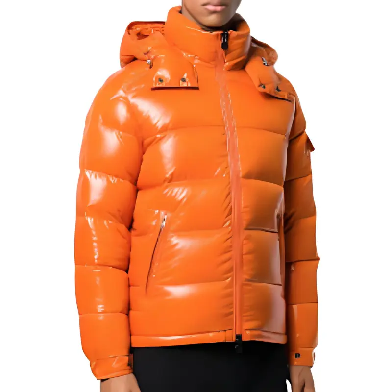 Moncler Maya Series Solid Color Hooded Loose Fit Down Jacket Men's Orange-2